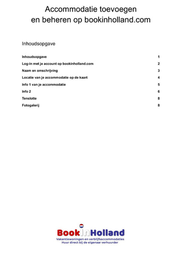 Accommodatie toevoegen op bookinholland com